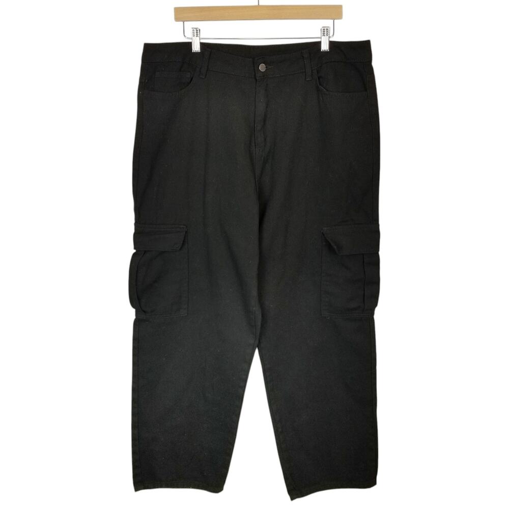 Shein Curve Women's Black Cotton High Rise Cargo Pocket Jeans Size 1X